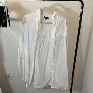 PrettyLittleThing White Button Up Dress
